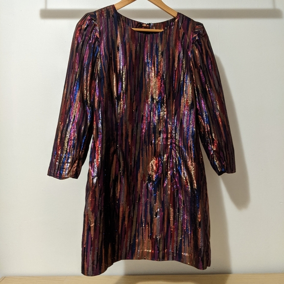 Vintage Metallic Thread Party Dress - Multicolour